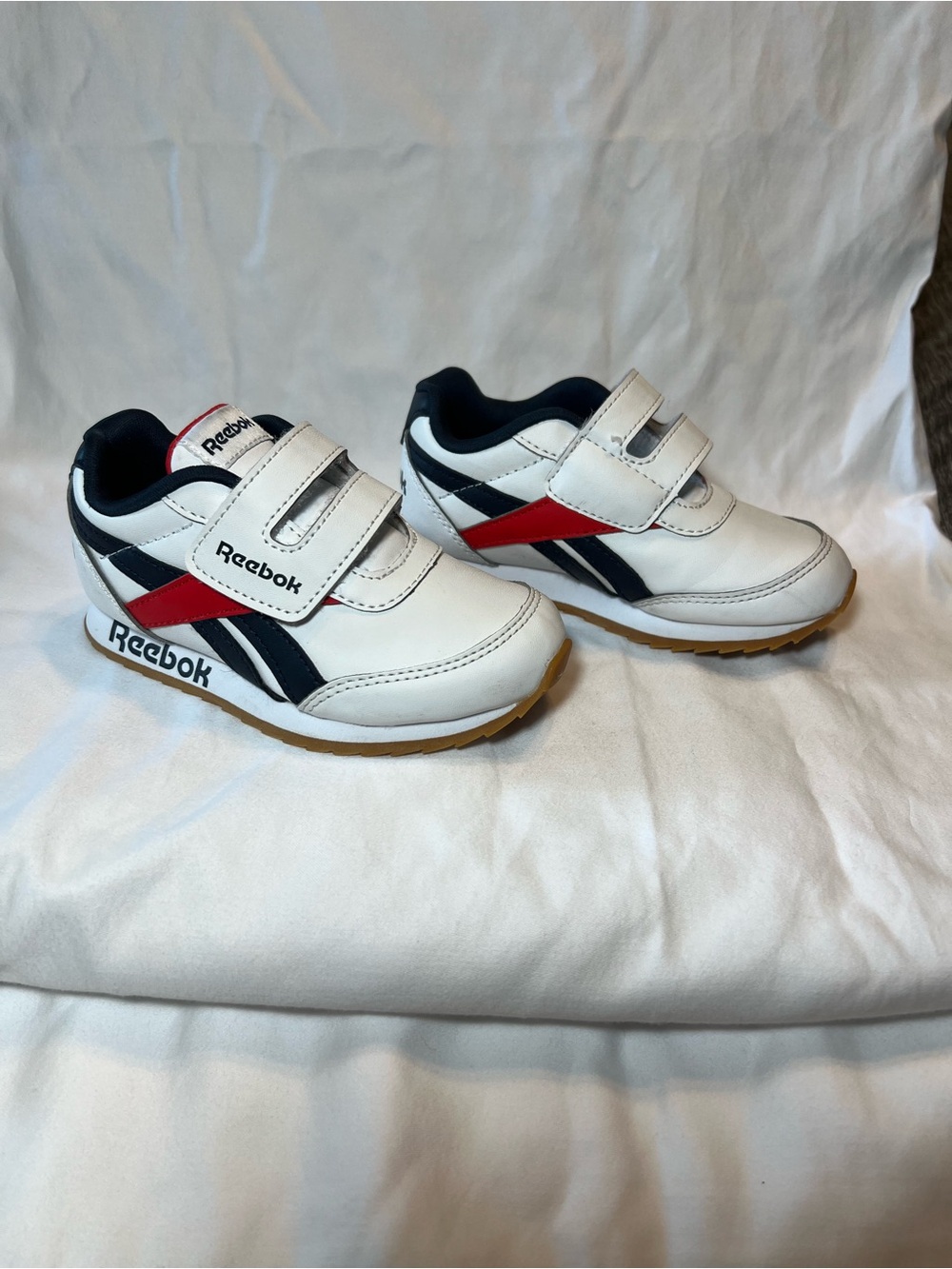 Reebok Kids White Navy and Red Velcro Sneakers